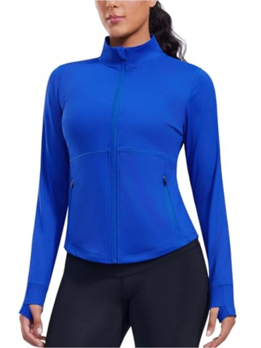 Cropped Workout Jacket Lightweight Full Zip Running Jacket Slim Fit Athletic